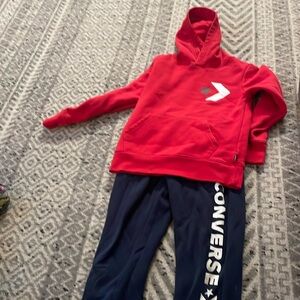 Converse boys size S 8/10 used sweatshirt and pants red and navy